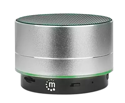 Manhattan Metallic Silver Bluetooth Speaker - Up to 5 Hours Playback Time; Splashproof; 10m Range; Aux 3.5mm Connector