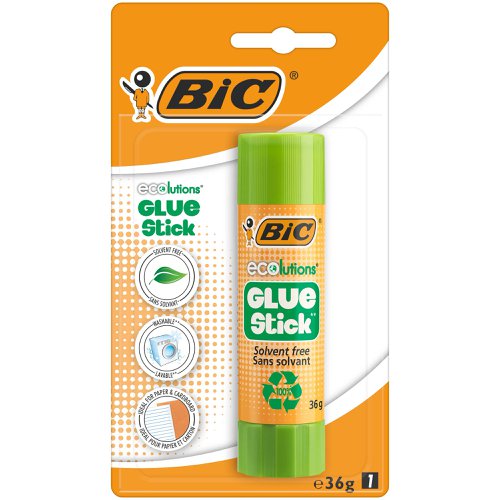 Bic Ecolutions Glue Stick Washable and Solvent Free 36g (Each)